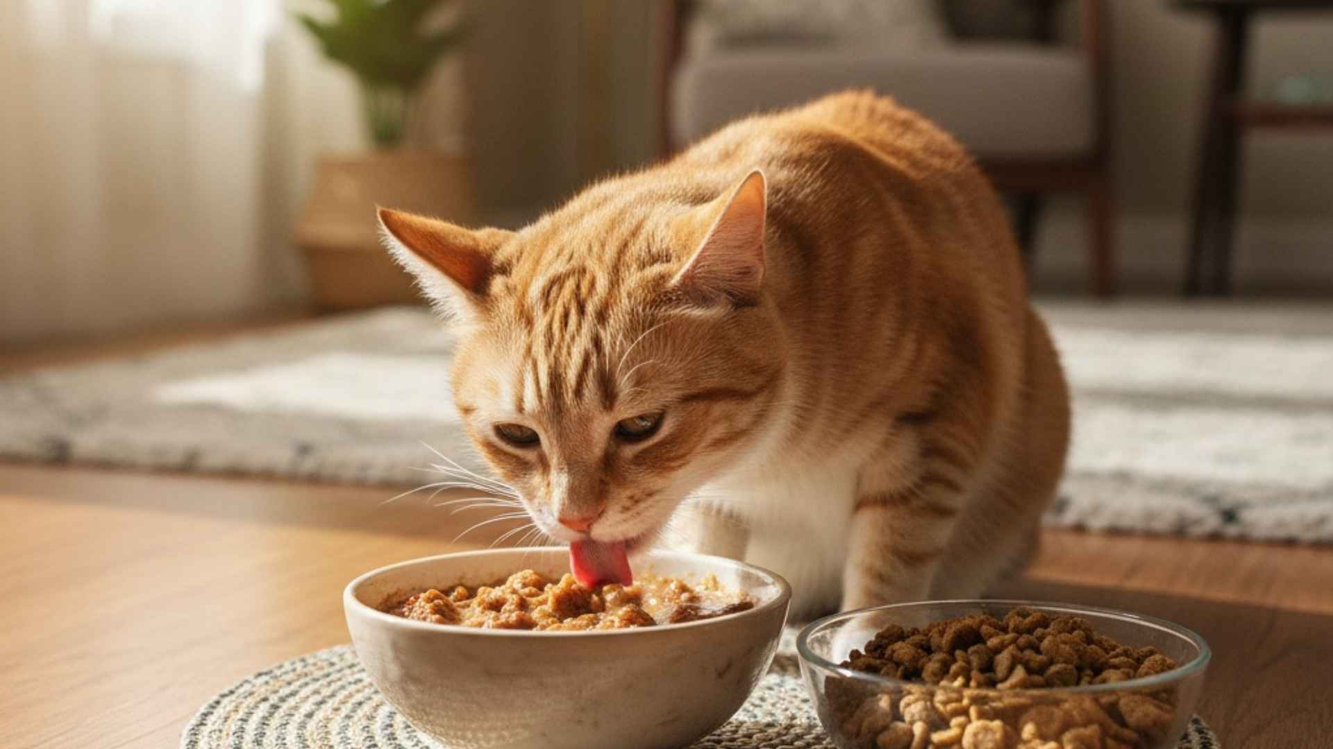 gato comiendo comida húmeda